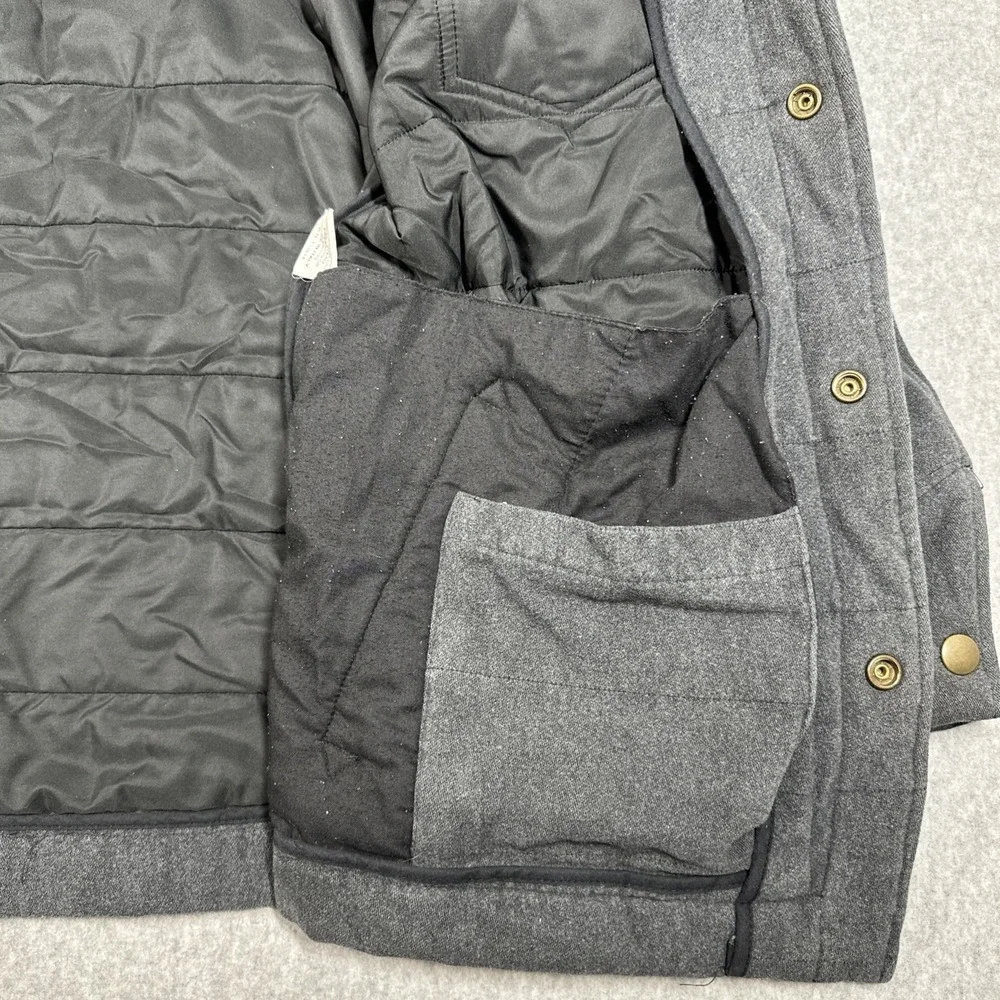 Billy Reid Quilted Chore Jacket Brass Snap Buttons Grey Men's Large(Fit Medium)